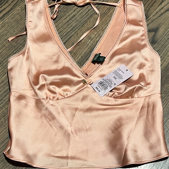 Peach Satin Crop Top Wild Fable - Picture 1 of 5